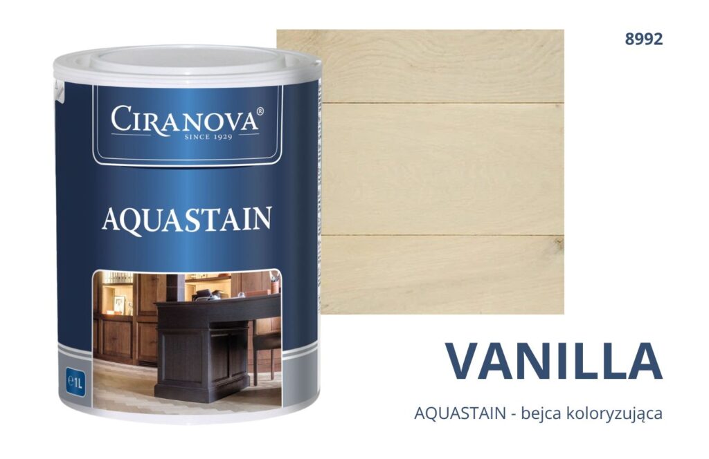 Aquastain CIRANOVA bejca wodna koloryzująca do drewna kolor VANILLA 8992 WANILIOWY Aquastain CIRANOVA bejca wodna koloryzująca do drewna kolor VANILLA 8992 WANILIOWY