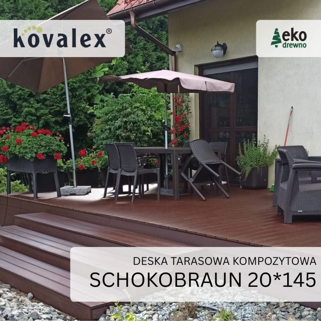 Deska tarasowa kompozytowa KOVALEX (2) 20x145 mm schokobraun EKODREWNO Deska tarasowa kompozytowa KOVALEX (2) 20x145 mm schokobraun EKODREWNO