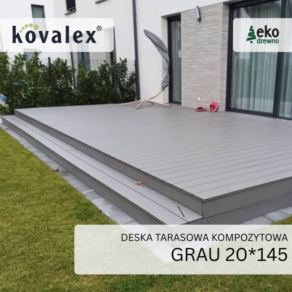 Deska tarasowa kompozytowa KOVALEX 20x145 mm grau Deska tarasowa kompozytowa KOVALEX 20x145 mm grau