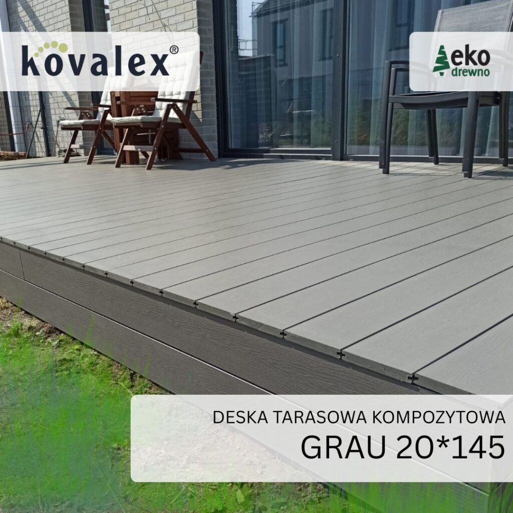 Deska tarasowa kompozytowa KOVALEX 20x145 mm grau ekodrewno 3 Deska tarasowa kompozytowa KOVALEX 20x145 mm grau ekodrewno 3