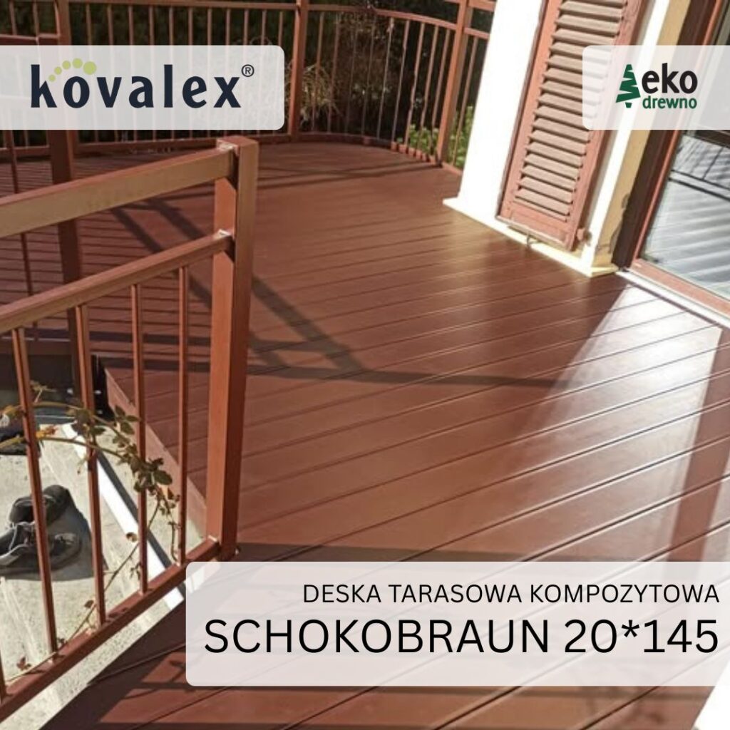 Deska tarasowa kompozytowa KOVALEX 20x145 mm schokobraun ekodrewno Deska tarasowa kompozytowa KOVALEX 20x145 mm schokobraun ekodrewno