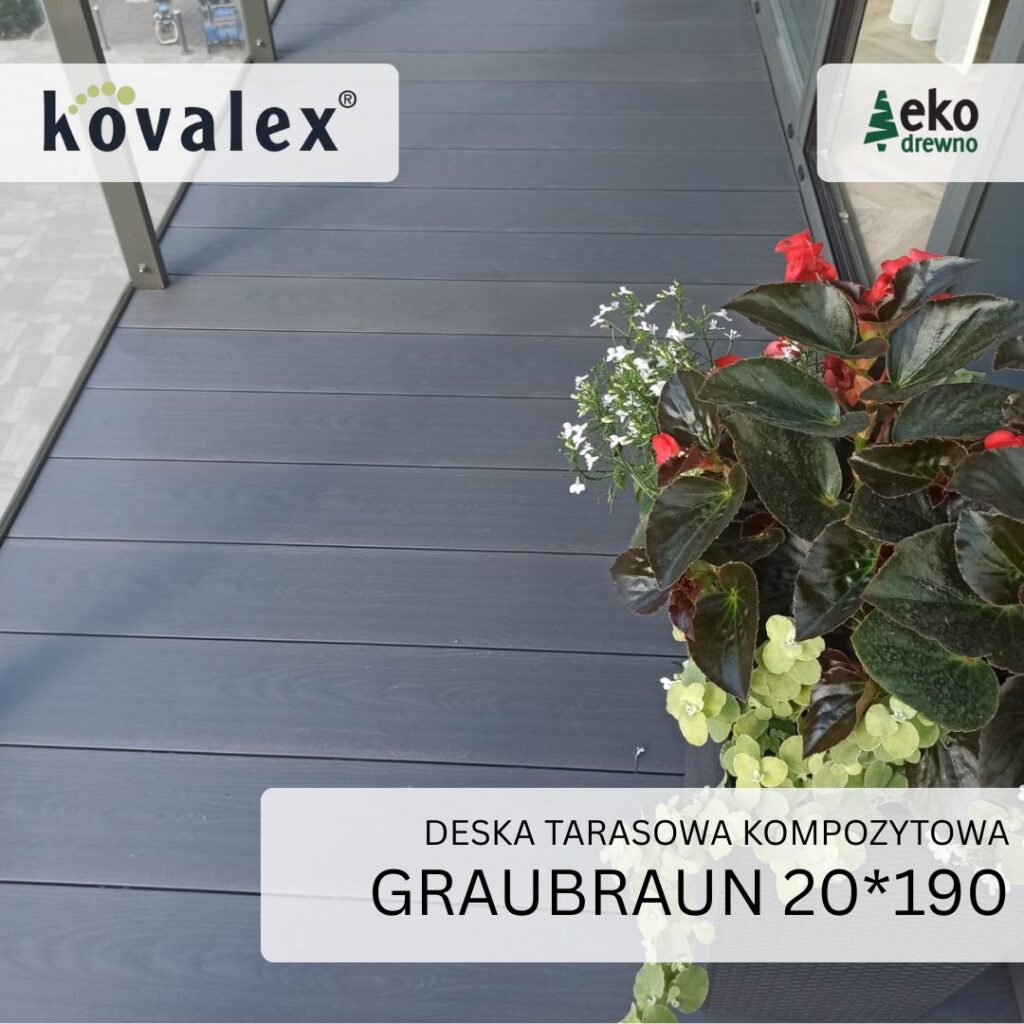 Deska tarasowa kompozytowa KOVALEX 20x190 mm graubraun ekodrewno Deska tarasowa kompozytowa KOVALEX 20x190 mm graubraun ekodrewno