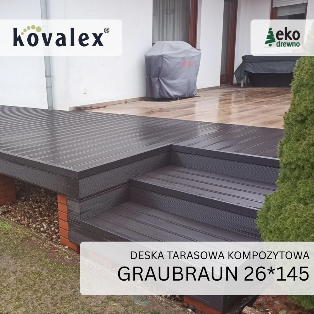 Deska tarasowa kompozytowa KOVALEX 26x145 mm graubraun 2 ekodrewno Deska tarasowa kompozytowa KOVALEX 26x145 mm graubraun 2 ekodrewno