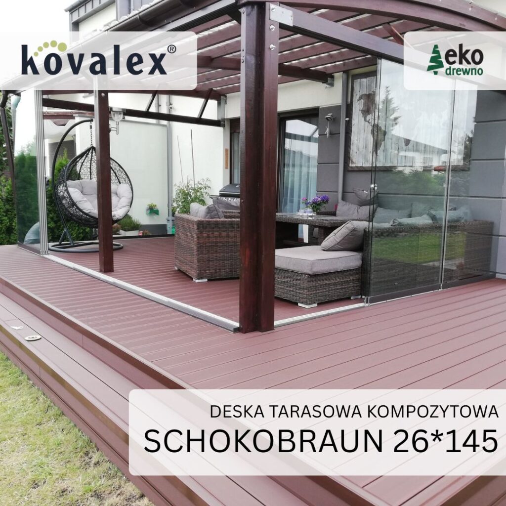 Deska tarasowa kompozytowa KOVALEX 26x145 mm schokobraun Deska tarasowa kompozytowa KOVALEX 26x145 mm schokobraun