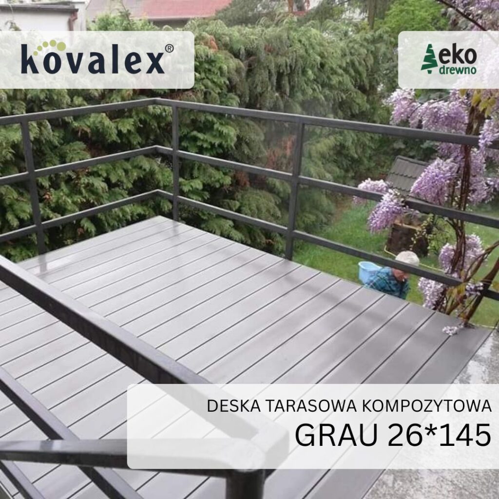 Deska tarasowa kompozytowa KOVALEX 26x15 mm grau Deska tarasowa kompozytowa KOVALEX 26x15 mm grau