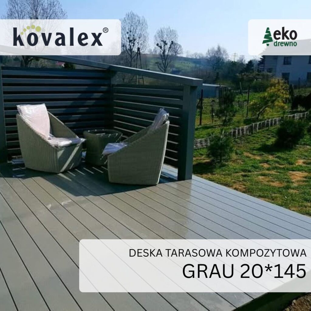 Deska tarasowa kompozytowa KOVALEX lita 20x145 mm grau Deska tarasowa kompozytowa KOVALEX lita 20x145 mm grau