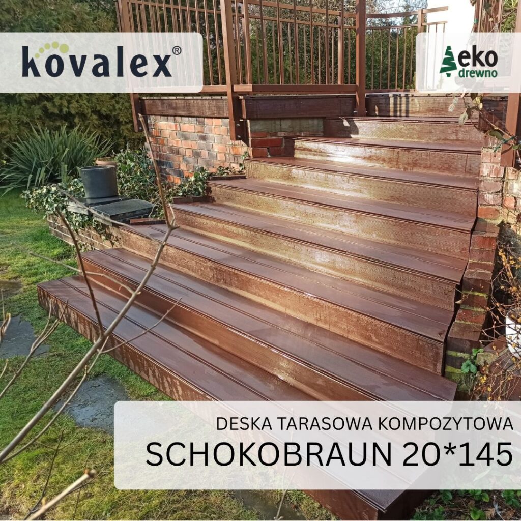 Deska tarasowa kompozytowa KOVALEX lita schokobraun 20x145 mm Deska tarasowa kompozytowa KOVALEX lita schokobraun 20x145 mm