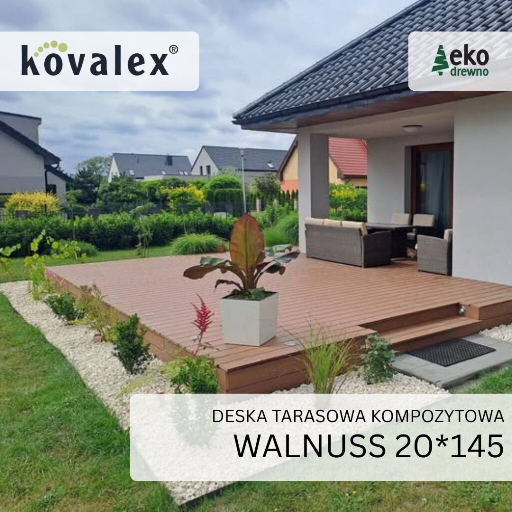 Deska tarasowa kompozytowa KOVALEX walnuss 20x145 mm Deska tarasowa kompozytowa KOVALEX walnuss 20x145 mm