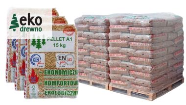 Pelet Pellet drzewny A1 6 mm worek 15 kg certyfikat A1 ENPLUS EKODREWNO Wrocław