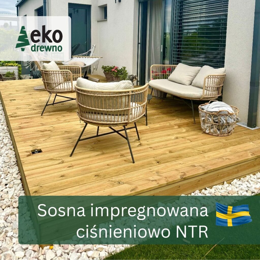 Szwedzka deska tarasowa sosna impregnowana ciśnieniowo NTR EKODREWNO Szwedzka deska tarasowa sosna impregnowana ciśnieniowo NTR EKODREWNO