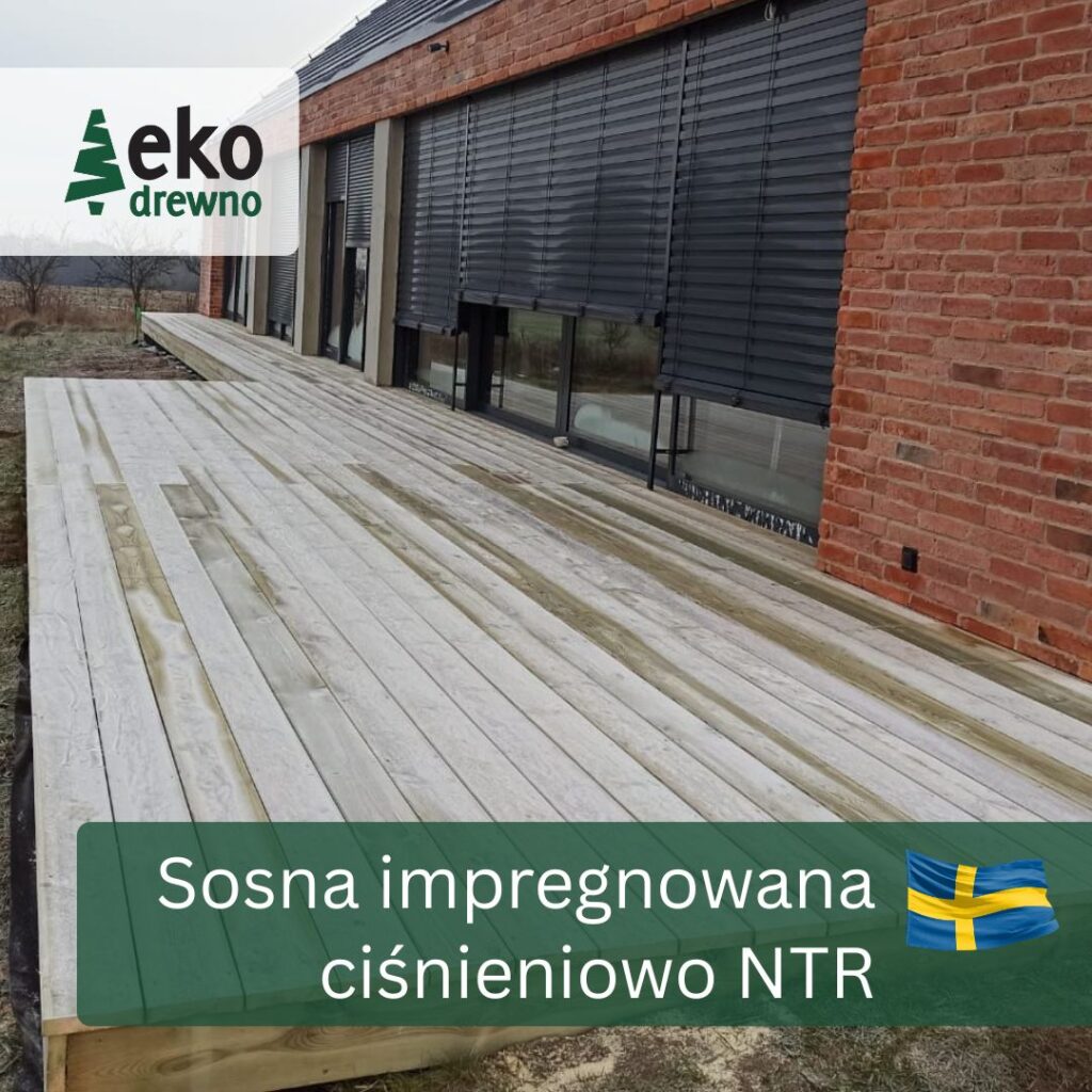 Szwedzka dseska tarasowa termososna NTR EKODREWNO Szwedzka deska tarasowa sosna impregnowana ciśnieniowo NTR EKODREWNO