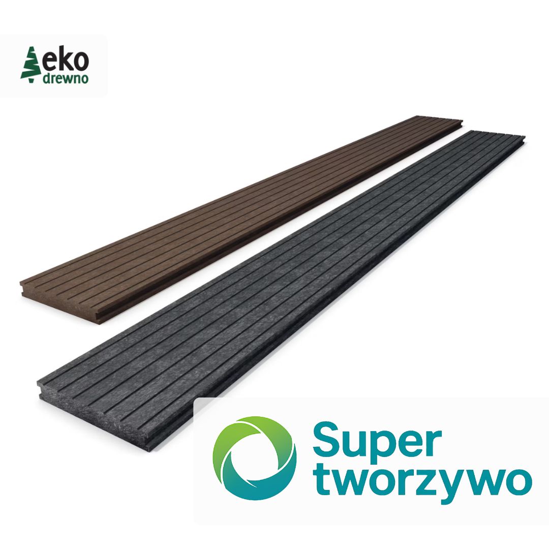 Tworzywo kompozyt z recyklingu SuperTworzywo Hahn Kunststoffe Hanit Hanimat Super Tworzywo EKODREWNO. Deska tarasowa z tworzywa