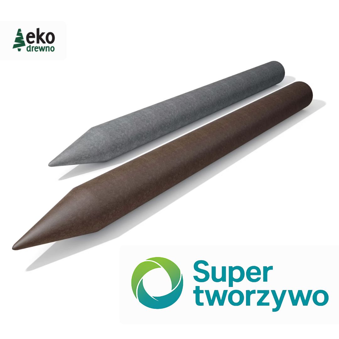 Tworzywo kompozyt z recyklingu SuperTworzywo Hahn Kunststoffe Hanit Hanimat Super Tworzywo EKODREWNO. Pal konstrukcyjny z tworzywa sztucznego ogrodzeniowy z zaostrzeniem