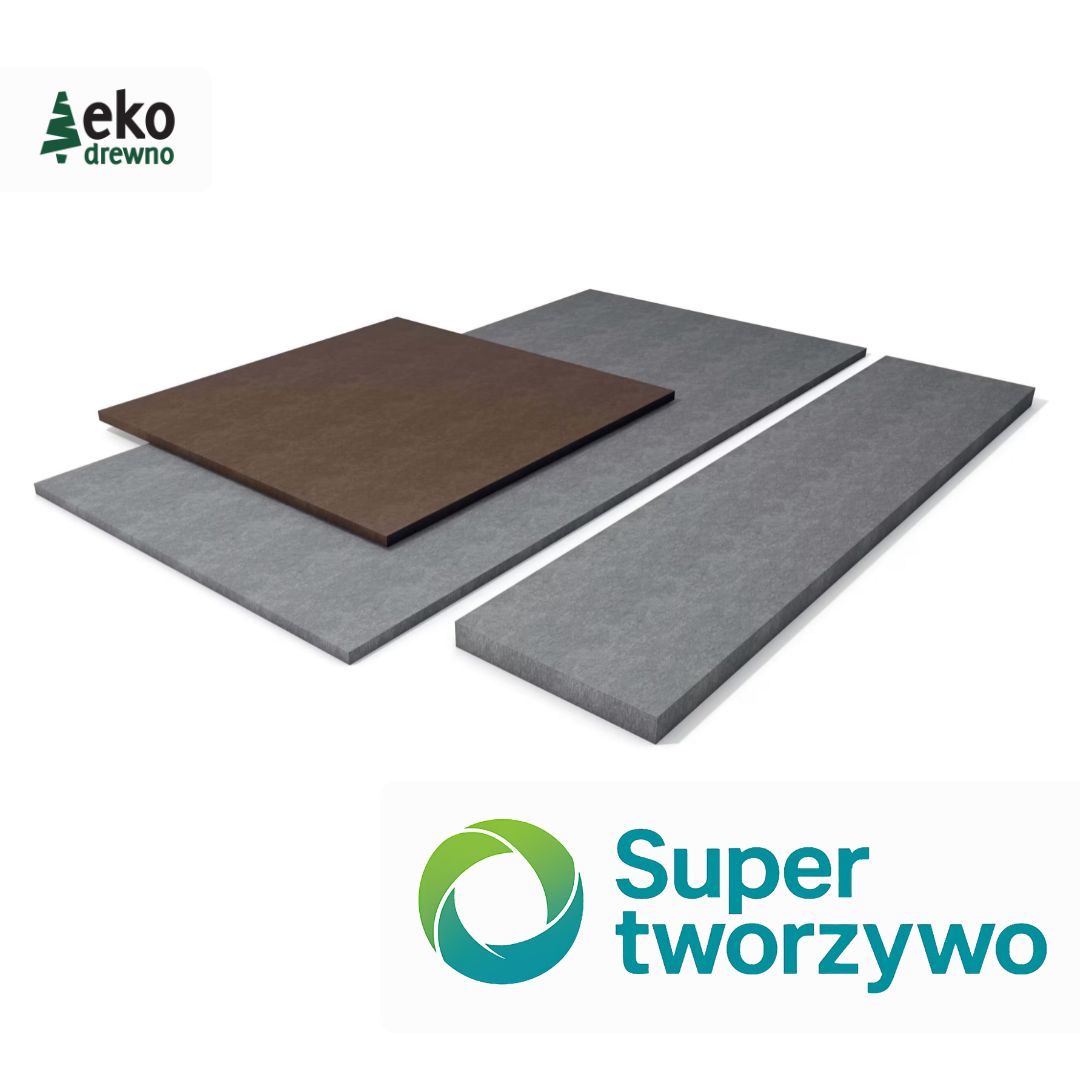 Tworzywo kompozyt z recyklingu SuperTworzywo Hahn Kunststoffe Hanit Hanimat Super Tworzywo EKODREWNO. Płyta standardowa, budowlana do zabudowy