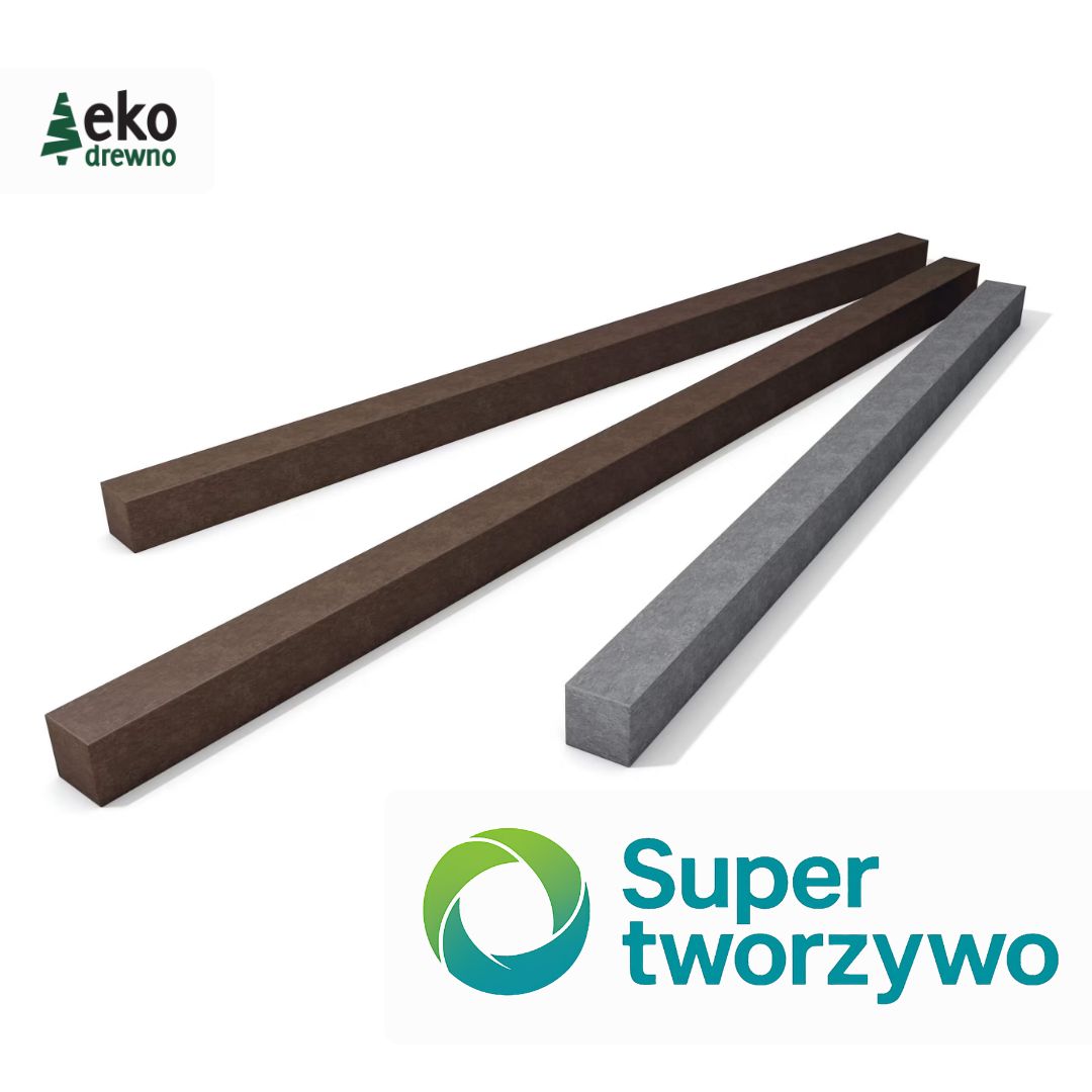 Tworzywo kompozyt z recyklingu SuperTworzywo Hahn Kunststoffe Hanit Hanimat Super Tworzywo EKODREWNO. Profil czworokątny z tworzywa sztucznego