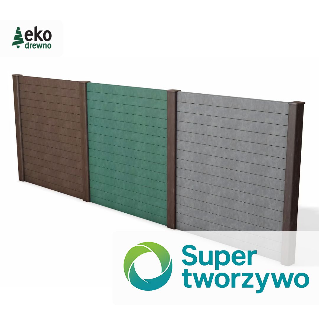 Tworzywo kompozyt z recyklingu SuperTworzywo Hahn Kunststoffe Hanit Hanimat Super Tworzywo EKODREWNO. Ścianka zasłaniająca widok z tworzywa