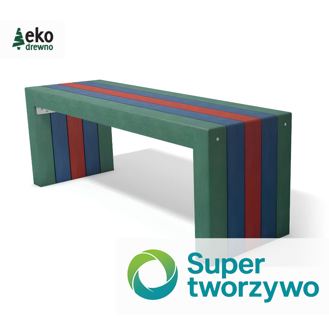 Tworzywo kompozyt z recyklingu SuperTworzywo Hahn Kunststoffe Hanit Hanimat Super Tworzywo EKODREWNO. Stół dziecięcy na plac zabaw SOFIA