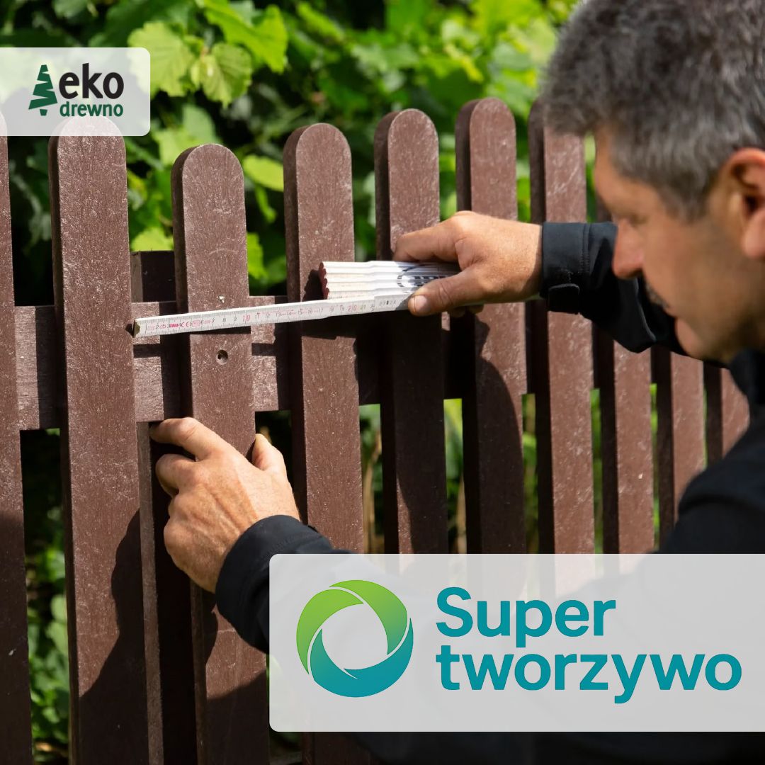 Tworzywo kompozyt z recyklingu SuperTworzywo Hahn Kunststoffe Hanit Hanimat Super Tworzywo EKODREWNO. Sztacheta ogrodzeniowa z tworzywa